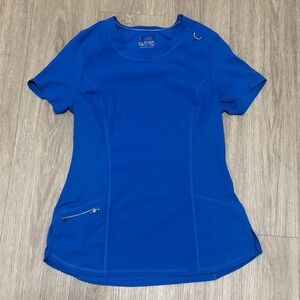 Blue Women's Scrub Top, Zipper Pocket size Small/Medium